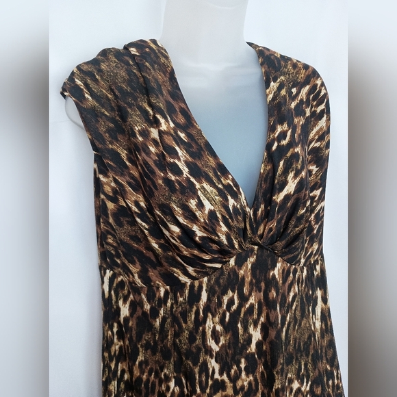 2/$30 JONES NEW YORK Mobwife Cheetah Leopard Print Sleeveless Dress (#422) - Picture 3 of 8